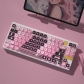 Black Pink Kitten 104+18 Clear PC+PBT Dye-subbed Pudding Jelly Keycaps Set OEM Profile Mechanical Keyboard